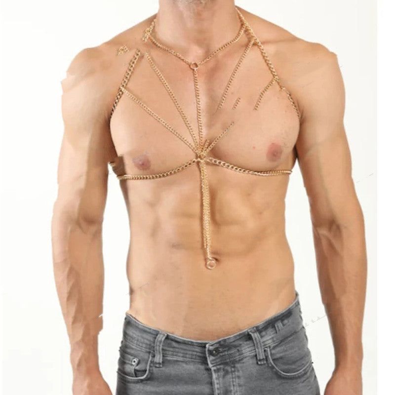 Gothic Chest Chain - Arnés de Cadena Gótico Dorado